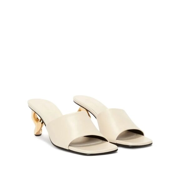 JW Anderson Leather Mules Chain Heel Natural Gold Size IT 36 US 6 NEW IN BOX